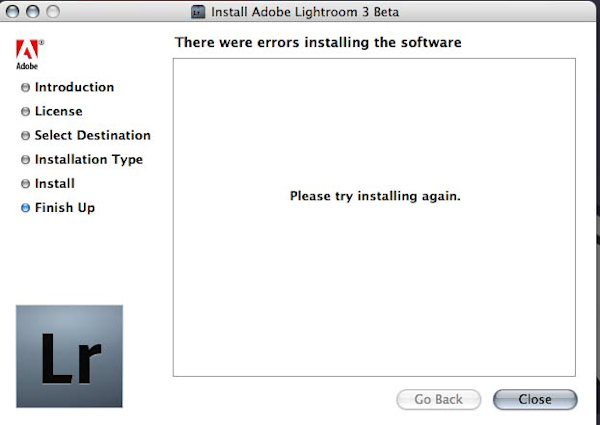 Lightroom 3.0 Beta Error Lightroom 3.0 Beta Error
