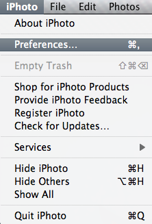 iPhoto Preferences Option iPhoto Preferences Option