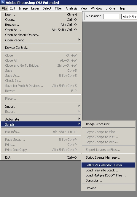 Step 05 - Locate the Script from Photoshop Menu Step 05 - Locate the Script from Photoshop Menu