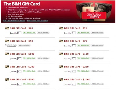 B&H Gift Card B&H Gift Card