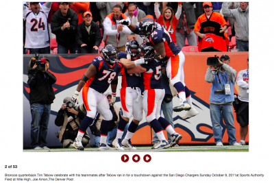 Tim Tebow of the Denver Broncos Tim Tebow of the Denver Broncos