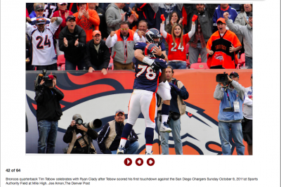 Tim Tebow of the Denver Broncos Tim Tebow of the Denver Broncos